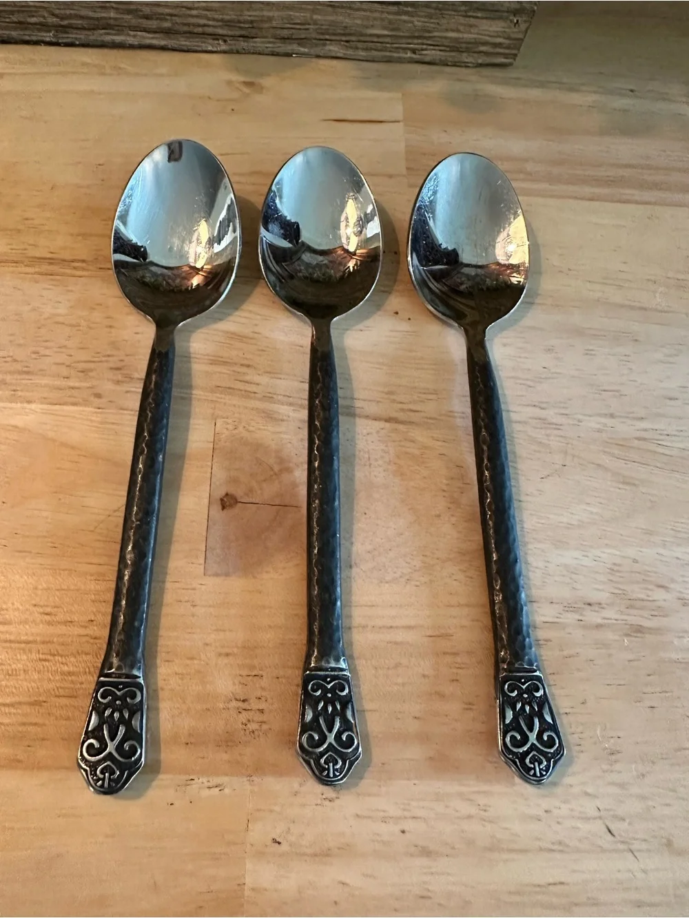 Gourmet Settings AVALON Stainless Hammered GS 18/10 Flatware 3 Large Spoons